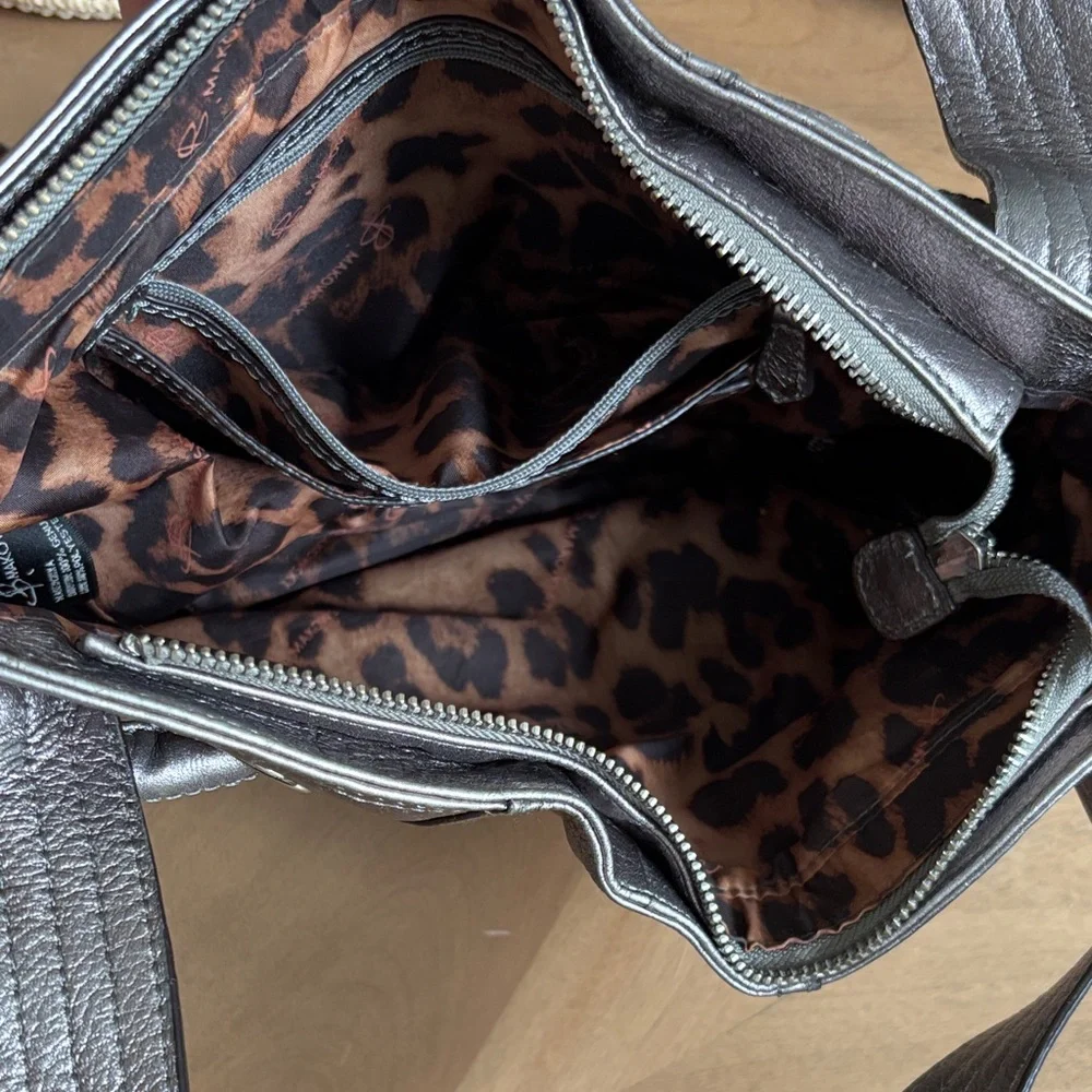 B. Makowsky Metallic Silver Shoulder Bag - Picture 3 of 4